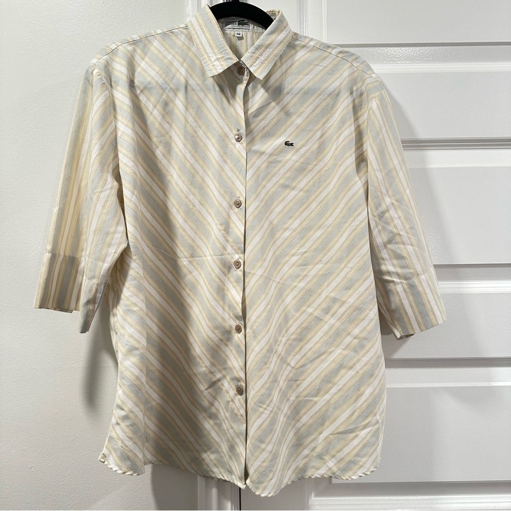 Lacoste Men's Casual Striped Shirt - Cream and Gray